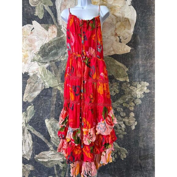 FARM Rio Red and Pink Floral Midi Dress - Picture 7 of 12